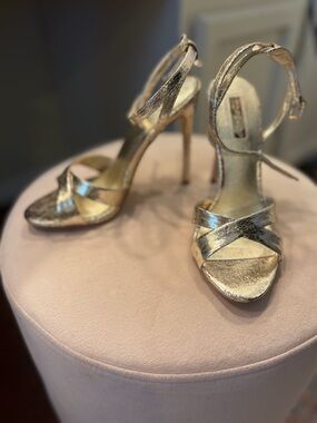 Topshop Metallic Gold Strappy High Heel Sandals brand new!